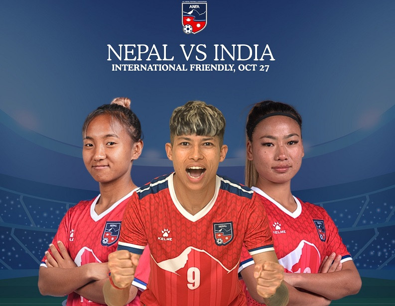 मैत्रीपूर्ण फुटबलमा नेपाली महिला टोलीले भारतसँग भिड्दै