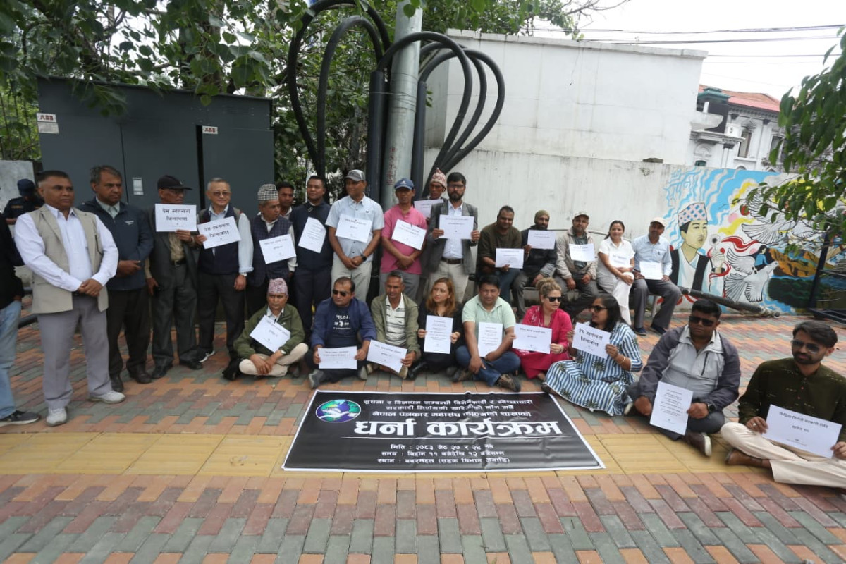 सरकारको विज्ञापन नीति विरुद्ध महासंघको धर्ना